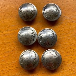6 silver Indian head button covers